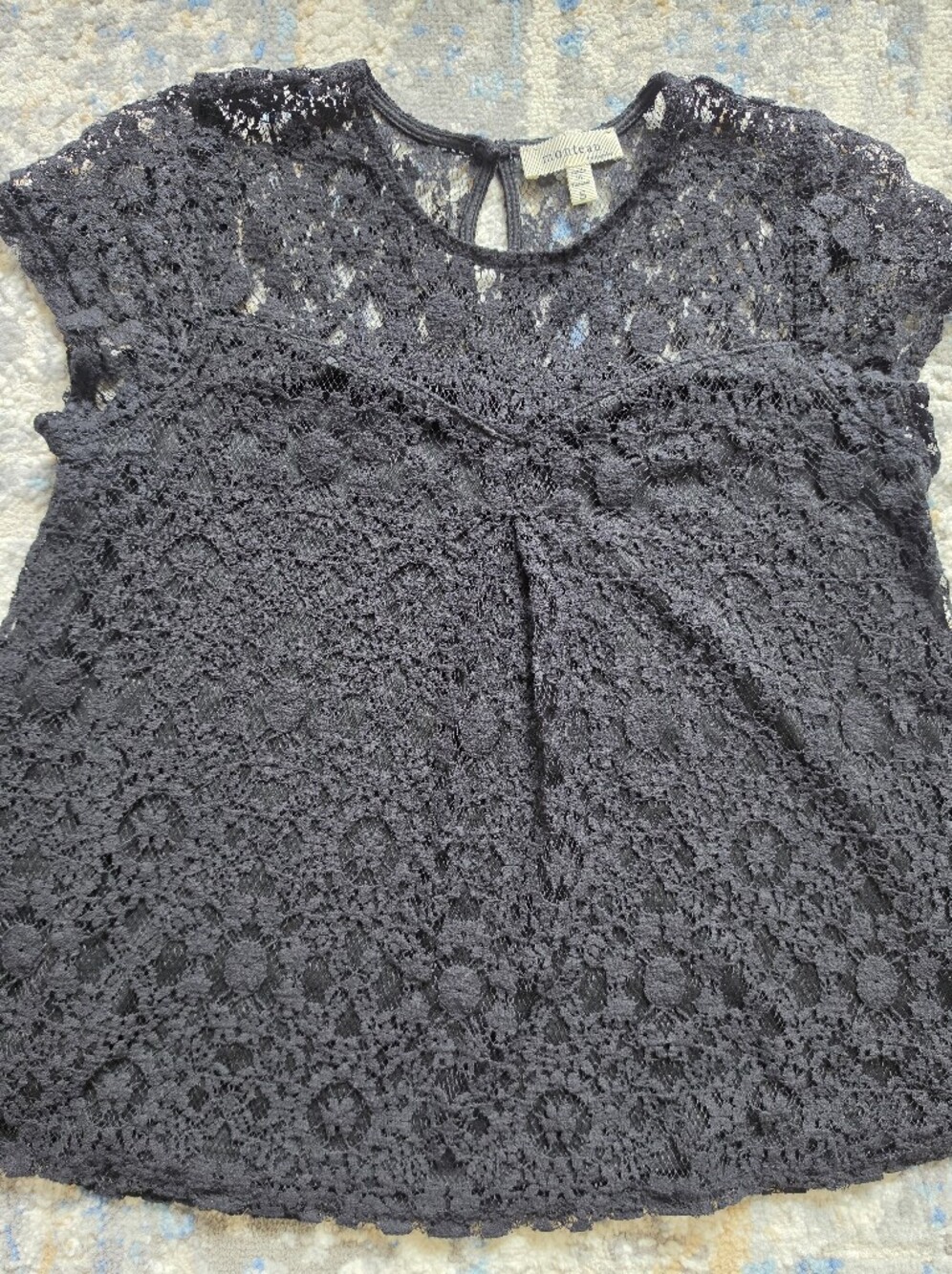 Monteau Black Lace Short-Sleeve Top - Picture 7 of 13